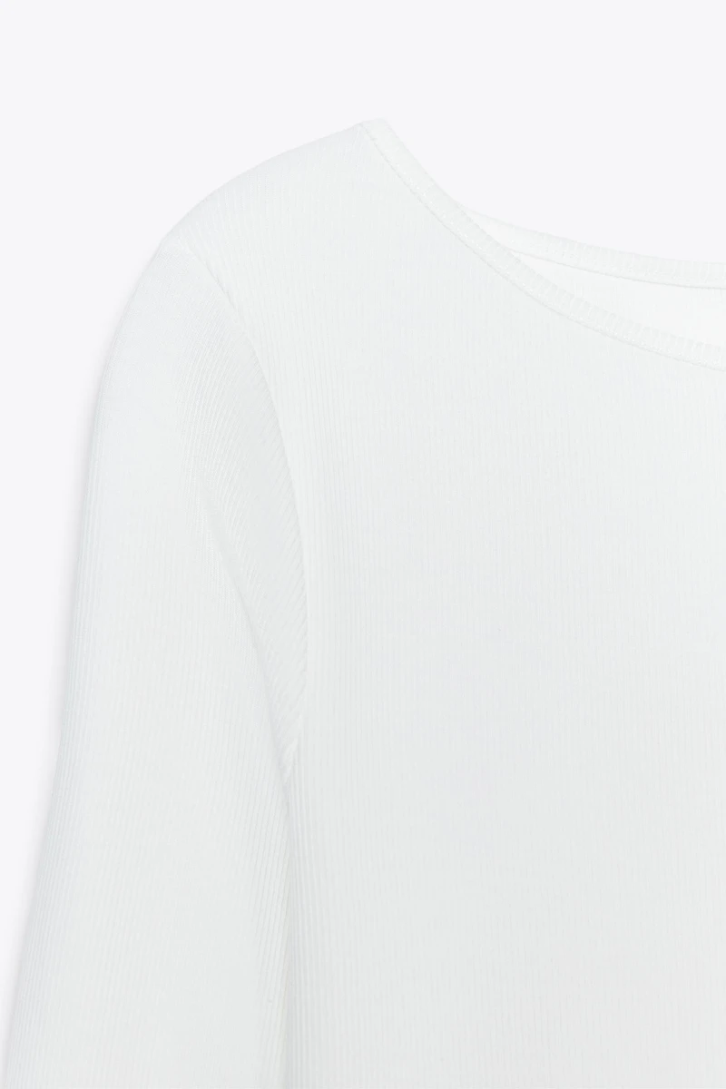 T-SHIRT COL BATEAU EN COTON