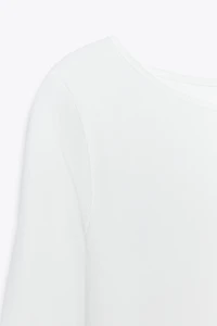 T-SHIRT COL BATEAU EN COTON
