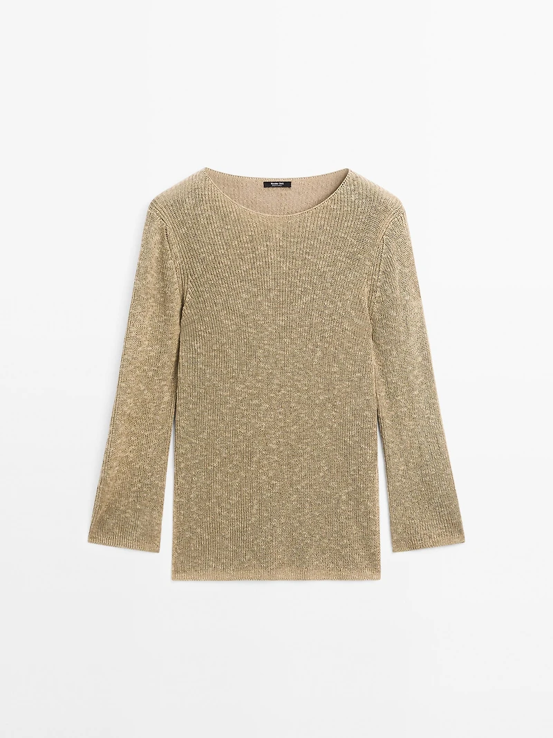 Cotton blend knit sweater