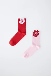 TWO-PACK OF HIBISCUS MID-CALF SOCKS