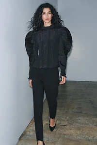 ZW COLLECTION WRINKLED PUFF SLEEVE BLOUSE