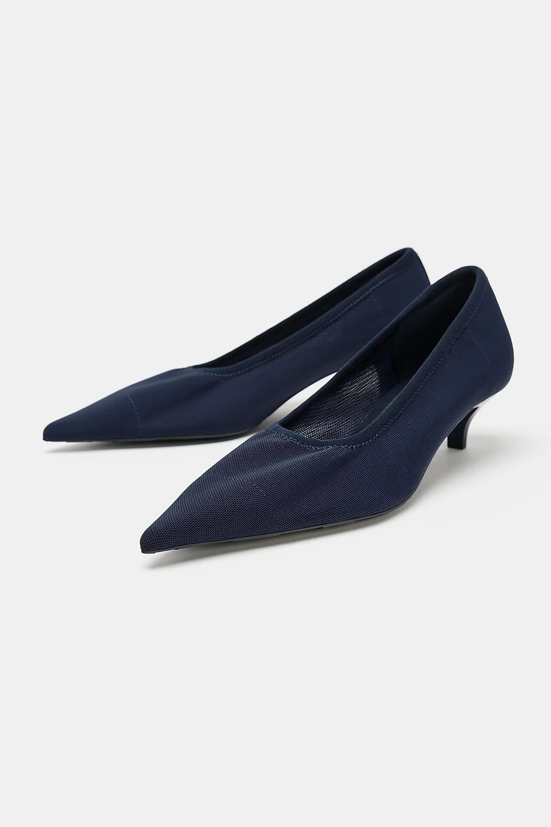 MESH KITTEN HEEL SHOES
