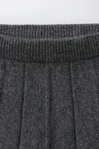 WOOL BLEND KNIT SKIRT WITH BOX PLEATS