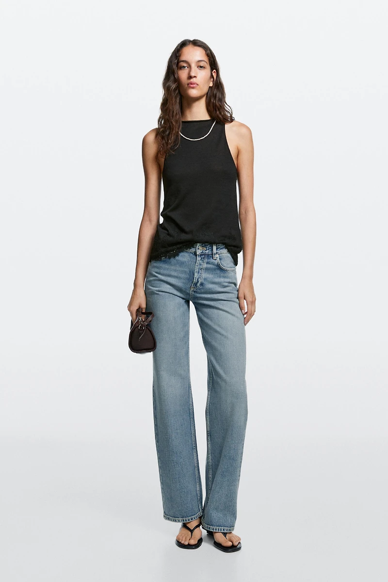Mid-waist wide-leg jeans