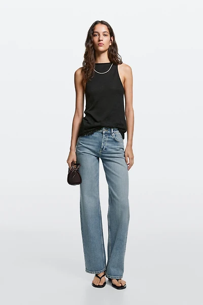 Jean wide leg taille moyenne