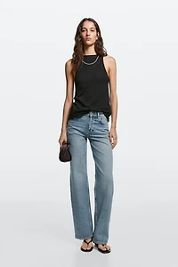 Mid-waist wide-leg jeans