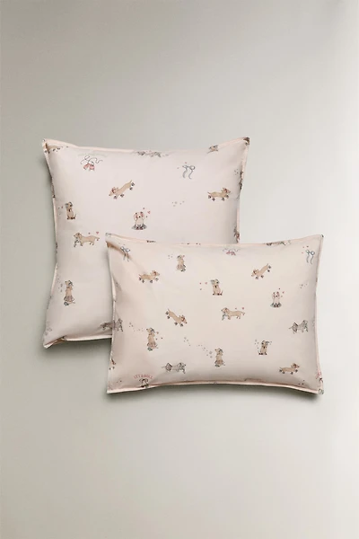 CHILDREN'S SKATING DOG PILLOWCASE