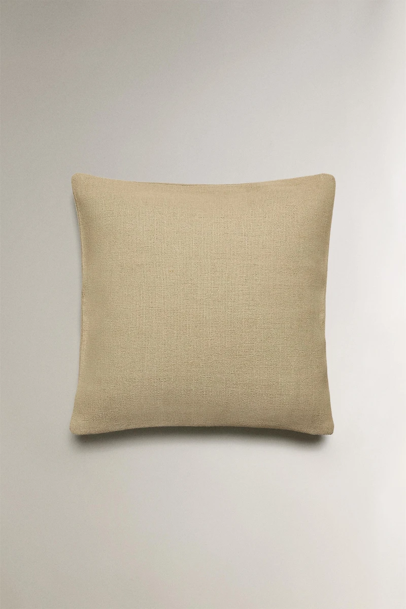 JUTE AND COTTON THROW PILLOW COVER