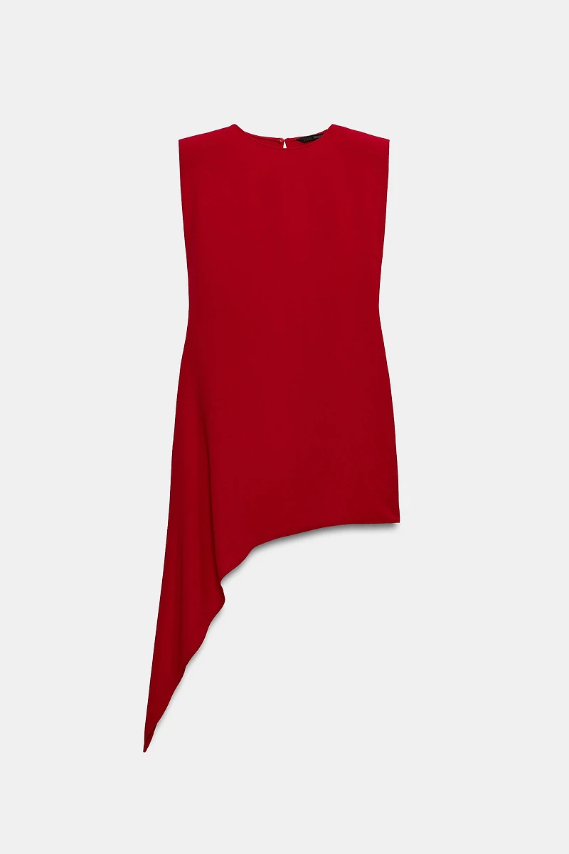 ROBE COURTE ASYMÉTRIQUE À ÉPAULETTES