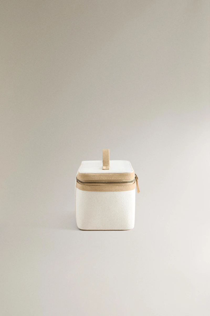 RIGID CANVAS LEATHER MAKEUP BAG