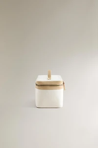 RIGID CANVAS LEATHER MAKEUP BAG