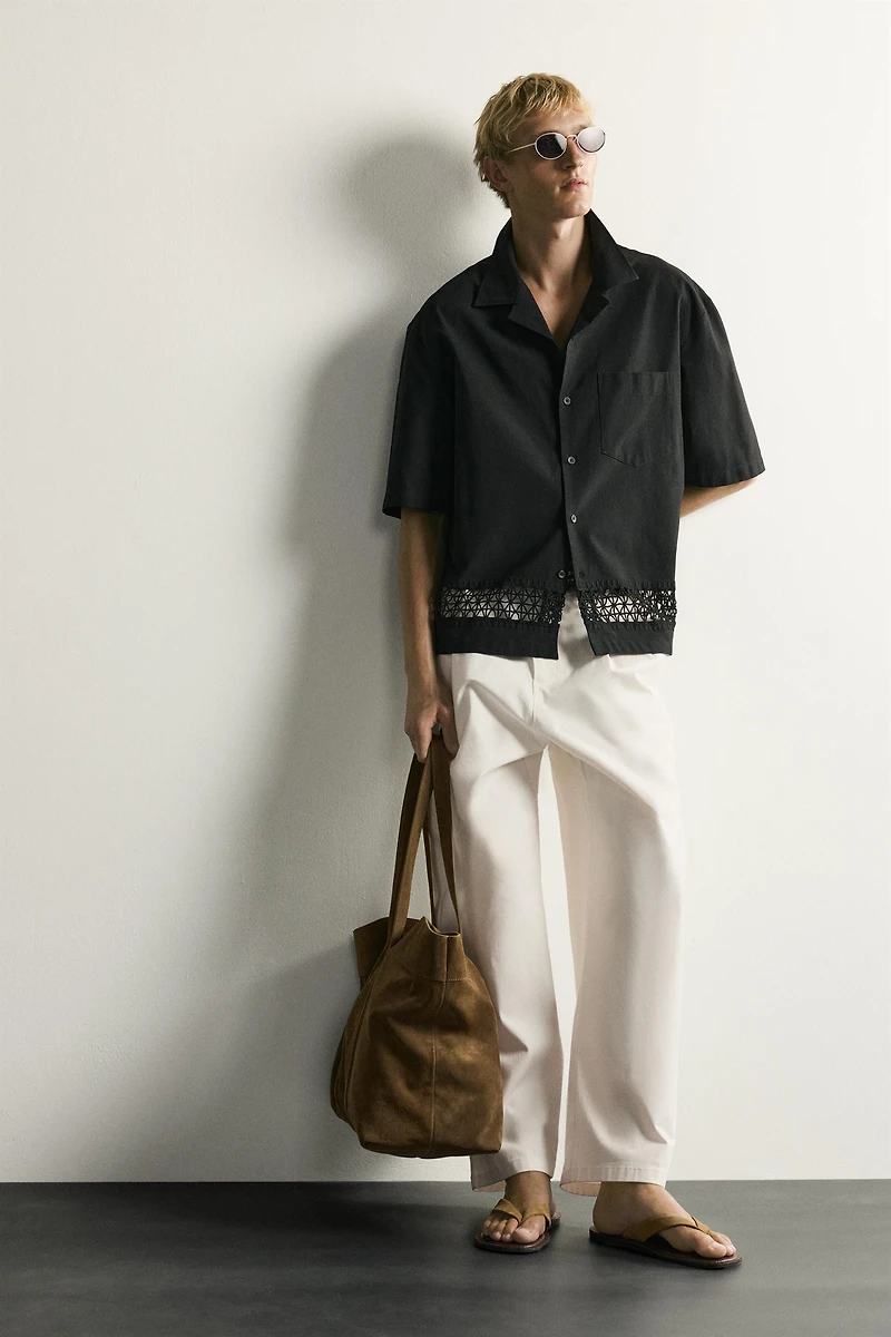 RELAXED FIT SHIRT WITH CONTRAST TRIM