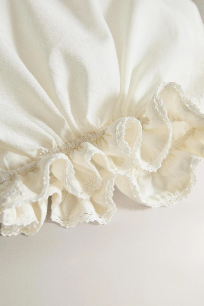 EMBROIDERED LACE TRIM COTTON CLOTHING BAG