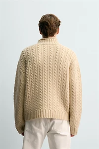 WOOL CABLE KNIT JUMPER AARON LEVINE X ZARA