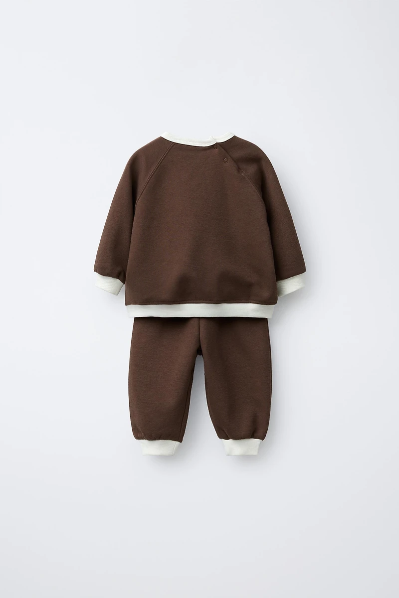 CONTRAST SWEATSHIRT AND PANTS SET