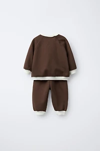 CONTRAST SWEATSHIRT AND PANTS SET
