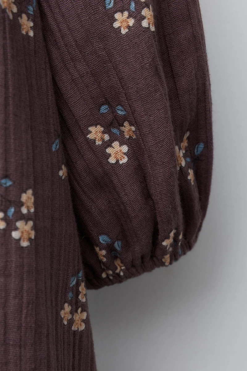 FLORAL PRINT TEXTURE DRESS