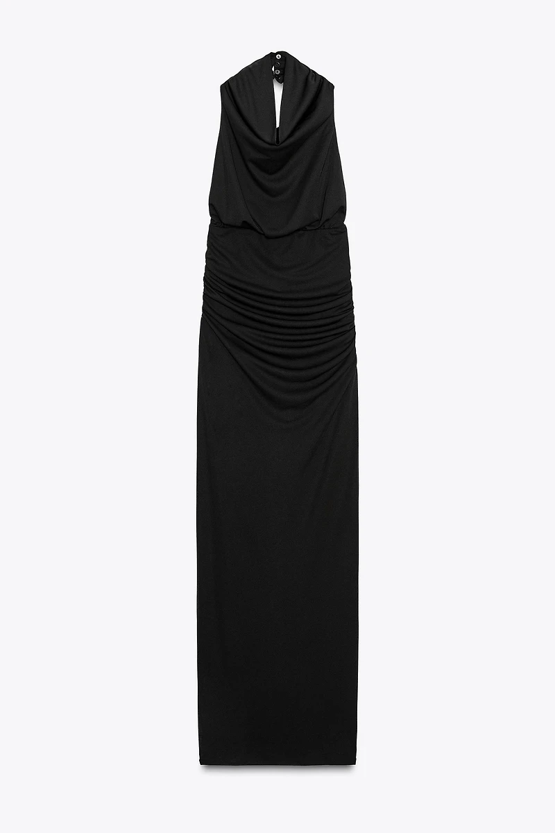 LONG OPEN BACK HALTER DRESS