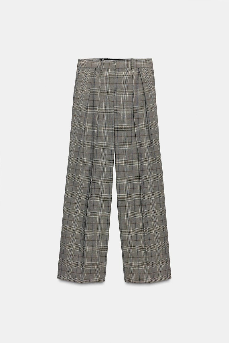 PLAID PLEATED PANTS ZW COLLECTION