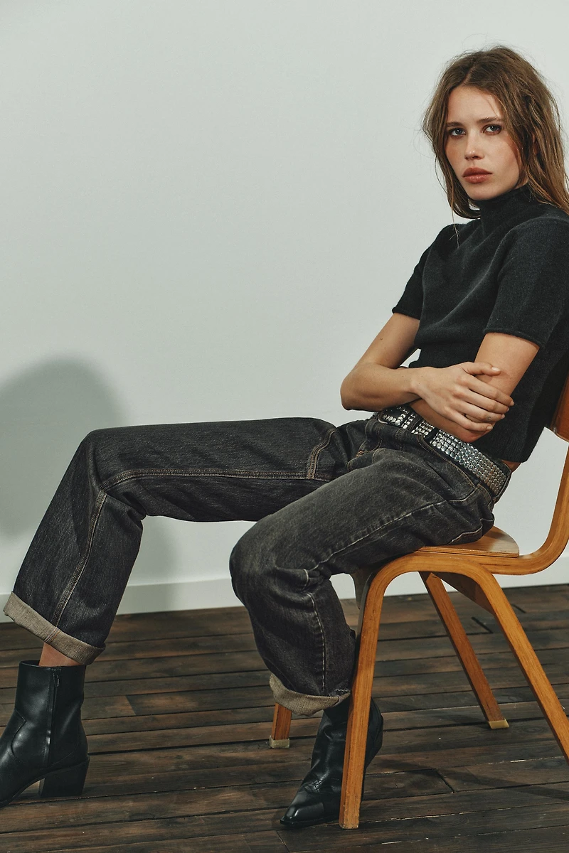 BOTTINES EN CUIR AVEC SURPIQÛRES COW-BOY