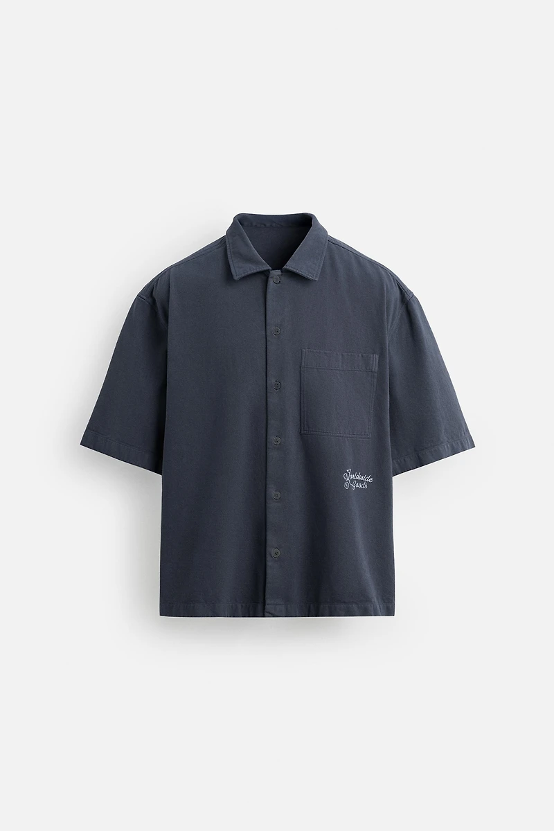 EMBROIDERED TEXTURED OVERSHIRT