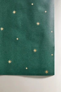 SET OF CHRISTMAS STAR GIFT WRAPPING PAPER AND RIBBON BOW