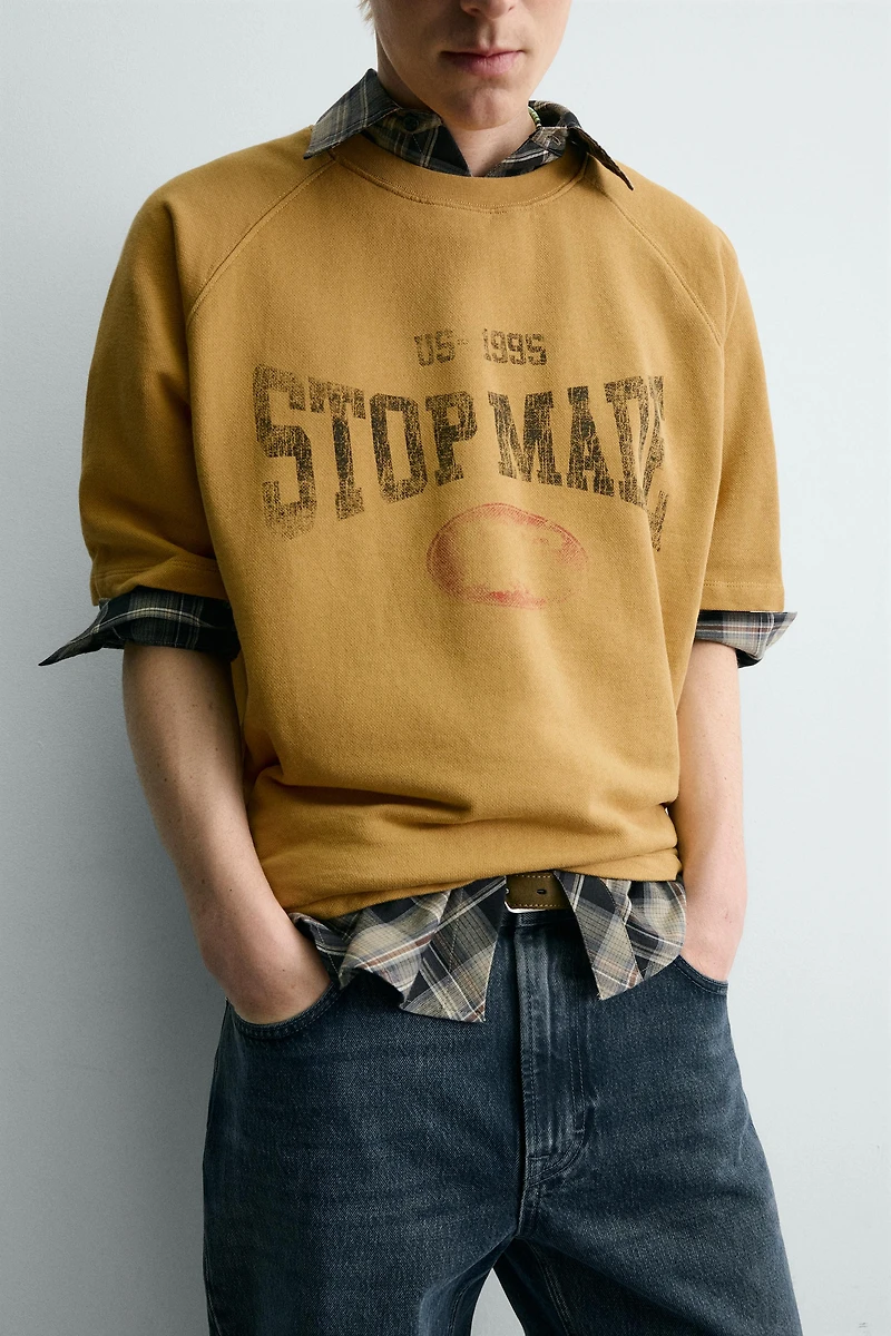 WASHED CONTRAST PRINT SWEATSHIRT