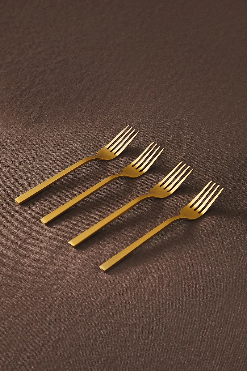 SET OF GOLD STEEL BRUNCH DESSERT FORKS (SET OF 4)