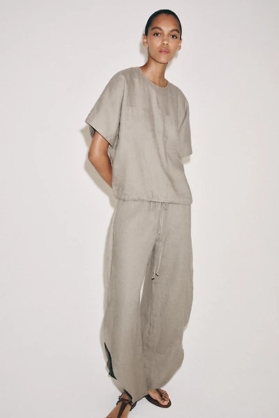 ZW COLLECTION 100% LINEN VENTED PANTS