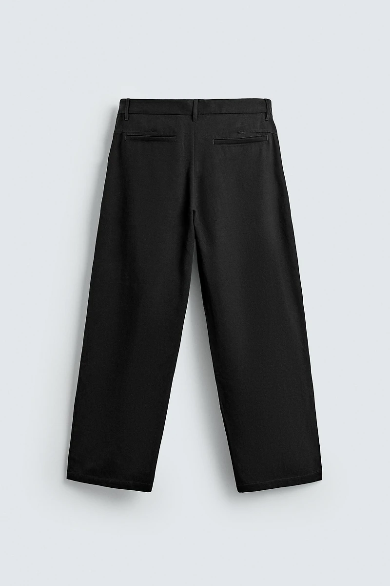 COTTON - LYOCELL PLEATED PANTS