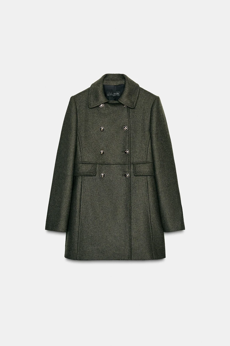 DOUBLE BREASTED WOOL BLEND COAT