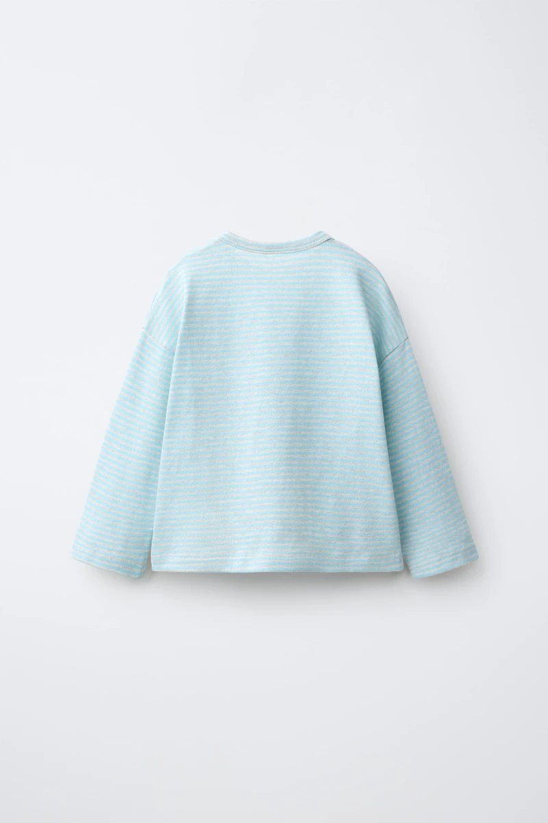 T-SHIRT BRODÉ À RAYURES TISSÉES