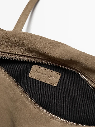 Split suede satchel bag