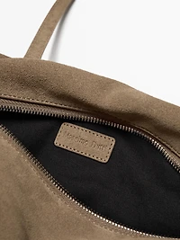 Split suede satchel bag