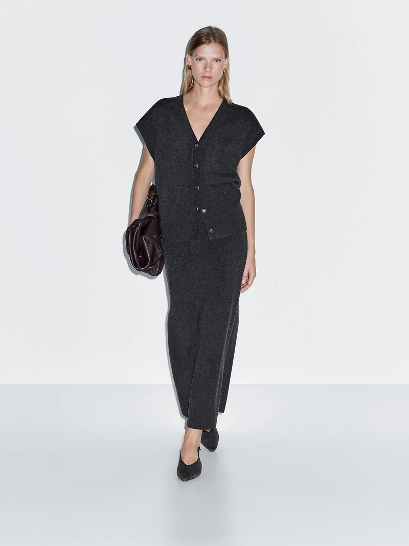 Double-faced midi skirt