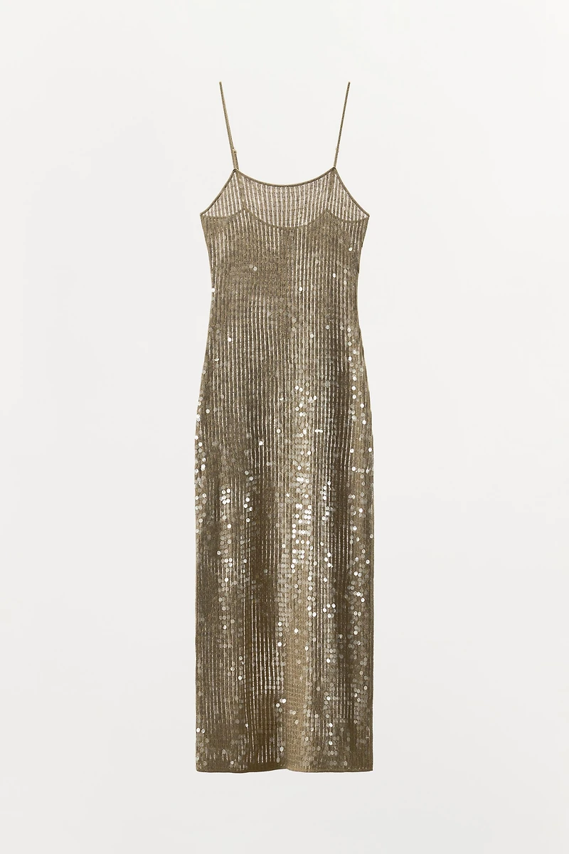 SEQUIN KNIT MIDI DRESS