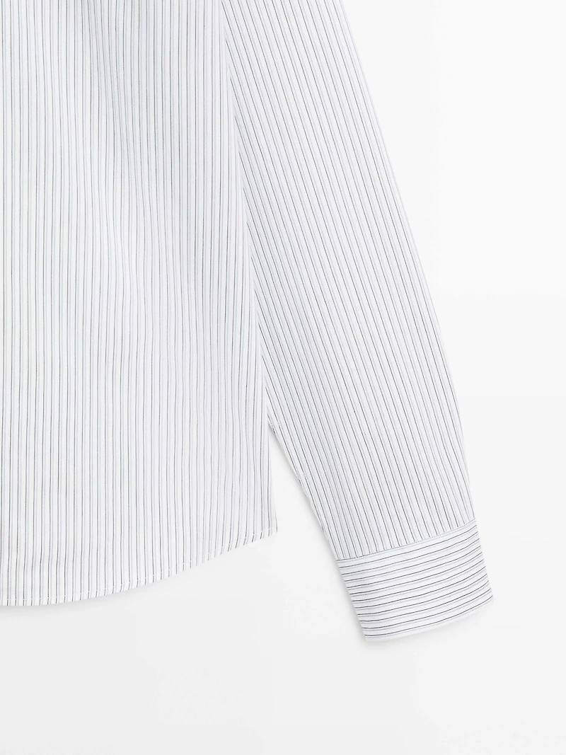Striped cotton blend shirt