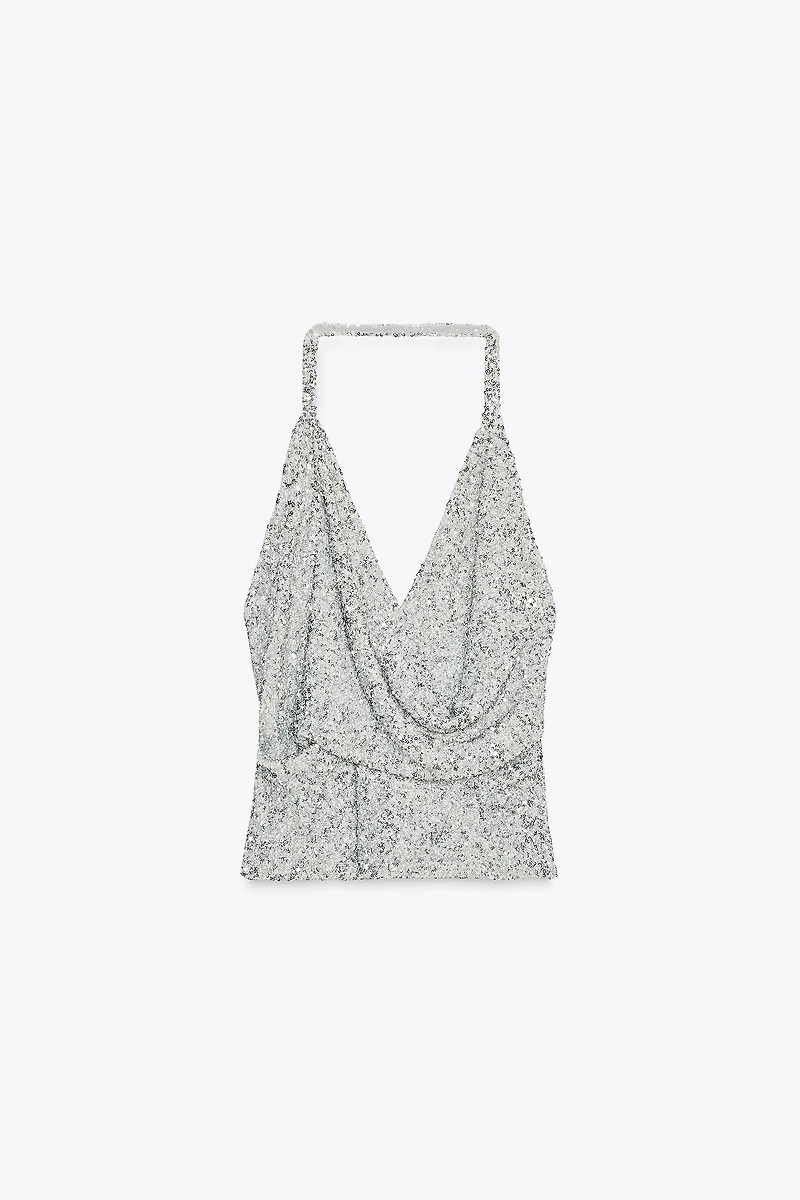 RUCHED SEQUIN TOP