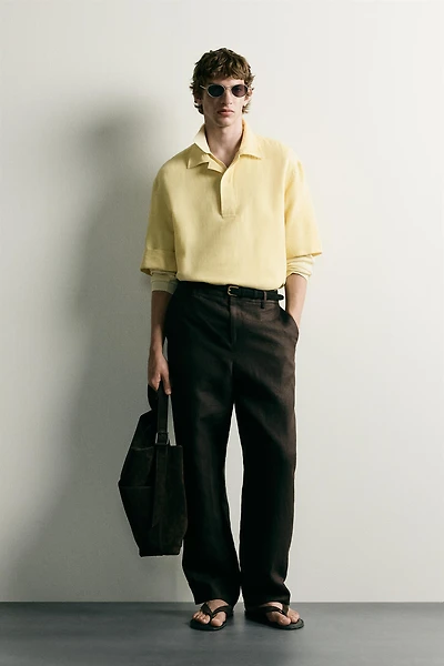 COTTON - LINEN POLO SHIRT