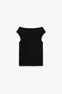 TOP COL BATEAU EN MAILLE UNIE