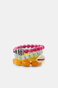 4-PACK BEADED SHELL BRACELETS