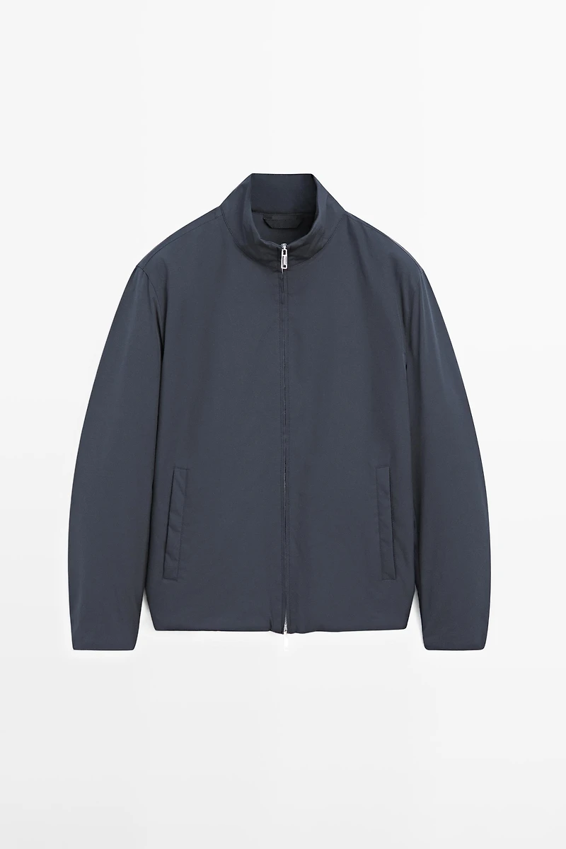Water-repellent puffer jacket with high neck