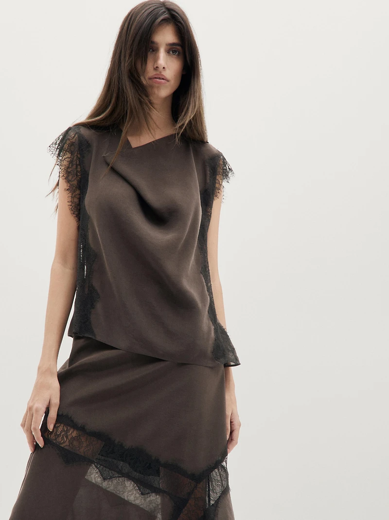 Top nuisette à dentelle