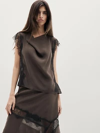 Top nuisette à dentelle