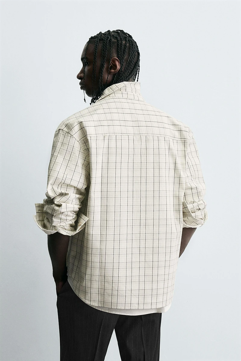 TEXTURED PLAID OVERSHIRT