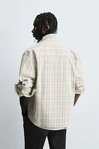 TEXTURED PLAID OVERSHIRT