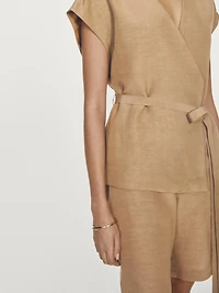 Veste longue cache-cœur sans manches