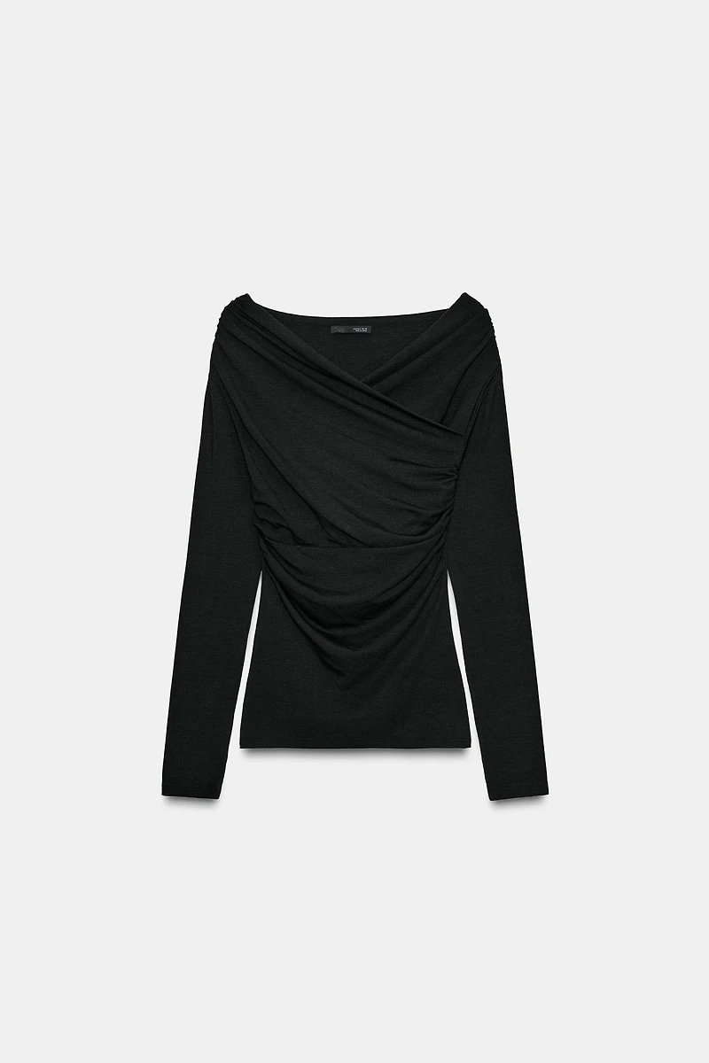 DRAPED WRAP TOP