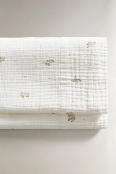 CHILDREN'S MUSLIN ELEPHANT FLAT SHEET