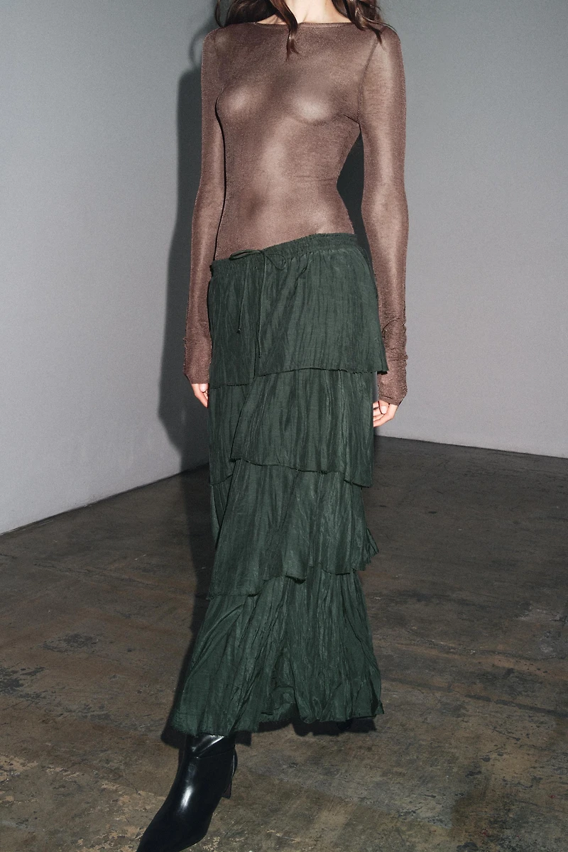 RUFFLED MIDI SKIRT ZW COLLECTION
